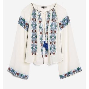 Nwt topshop embroidered bardot top